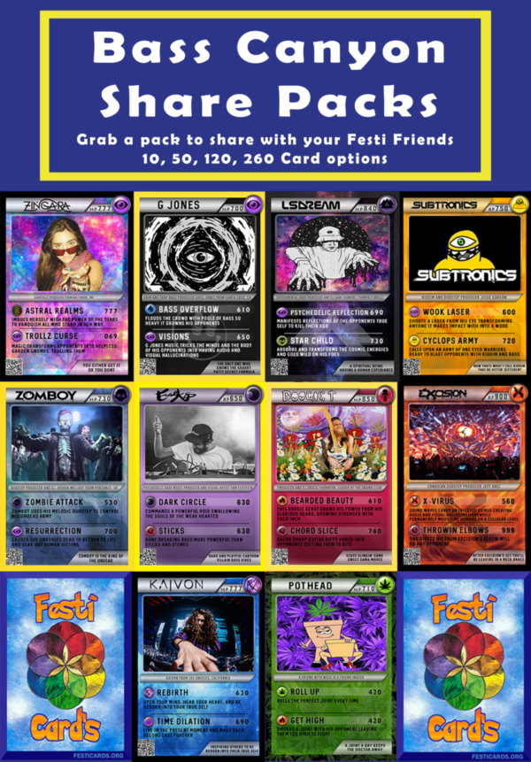 Bass Canyon Share Pack Festicards Trading Cards